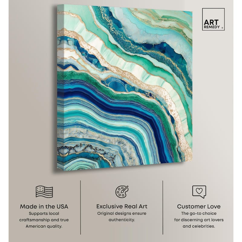 Blue Green Abstract Agate II Canvas by Art Remedy, Gallery Wrapped