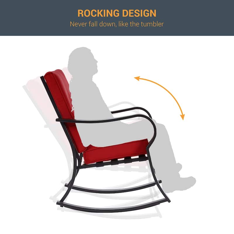 Bonosuki Outdoor 3-piece Rocking Chair Patio Bistro Set with Side Table