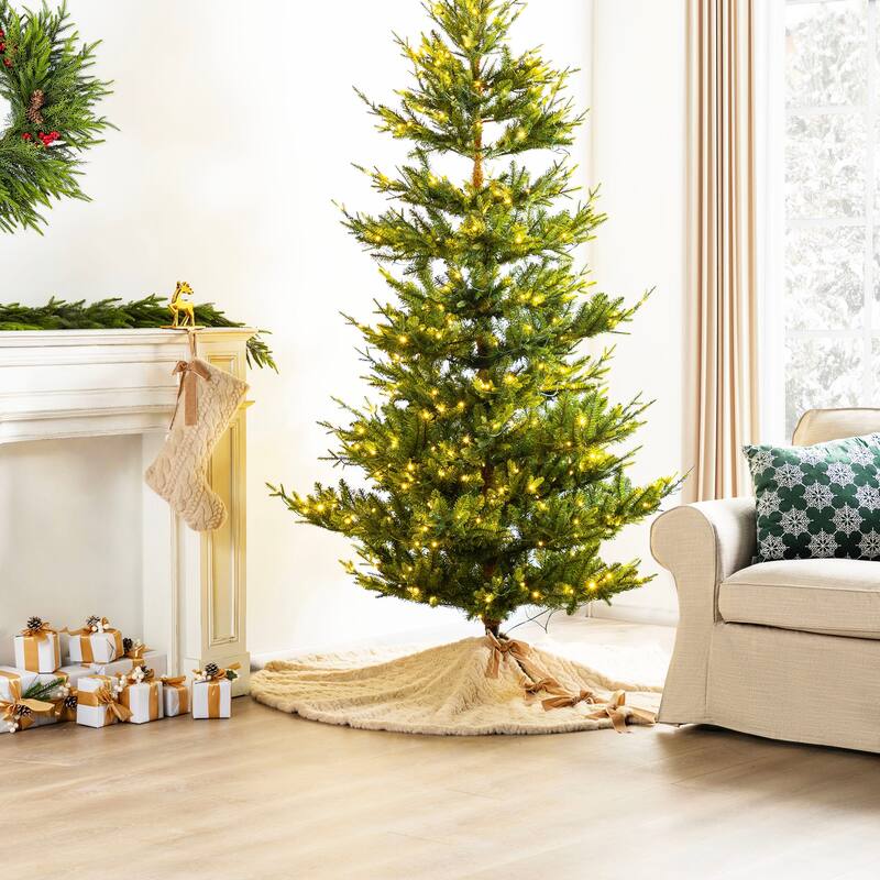 Glitzhome Set of 2 or 3 Faux Fur 48"D/60"D Tree Skirt & Christmas Stocking Decorations