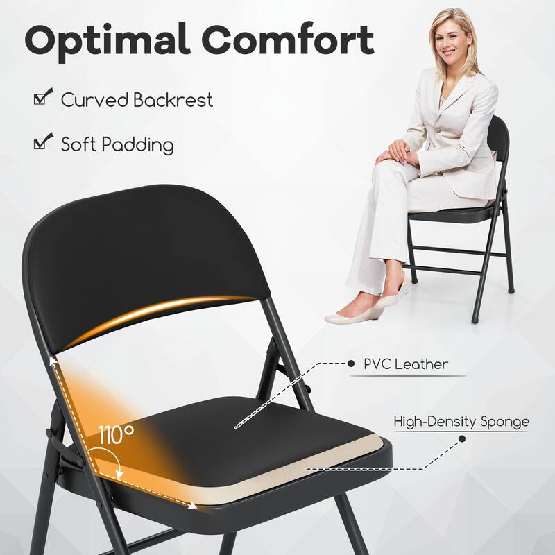 Gymax 10PCS Folding Chairs w/ Metal Frame PVC Leather Stackable Chairs