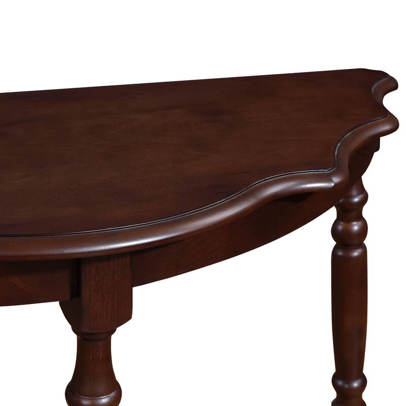 42" Retro Circular Curved Half-Moon Console Table with Open Shelf