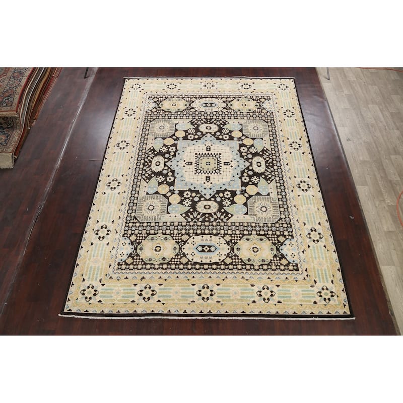 Stunning Geometric Khotan Oriental Area Rug Wool Handmade Carpet - 8'9" x 11'8"