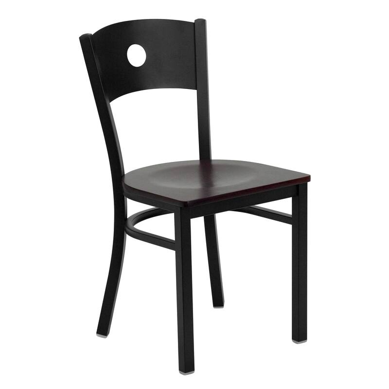 Black Circle Back Metal Restaurant Chair - 17.25"W x 20.25"D x 32.5"H