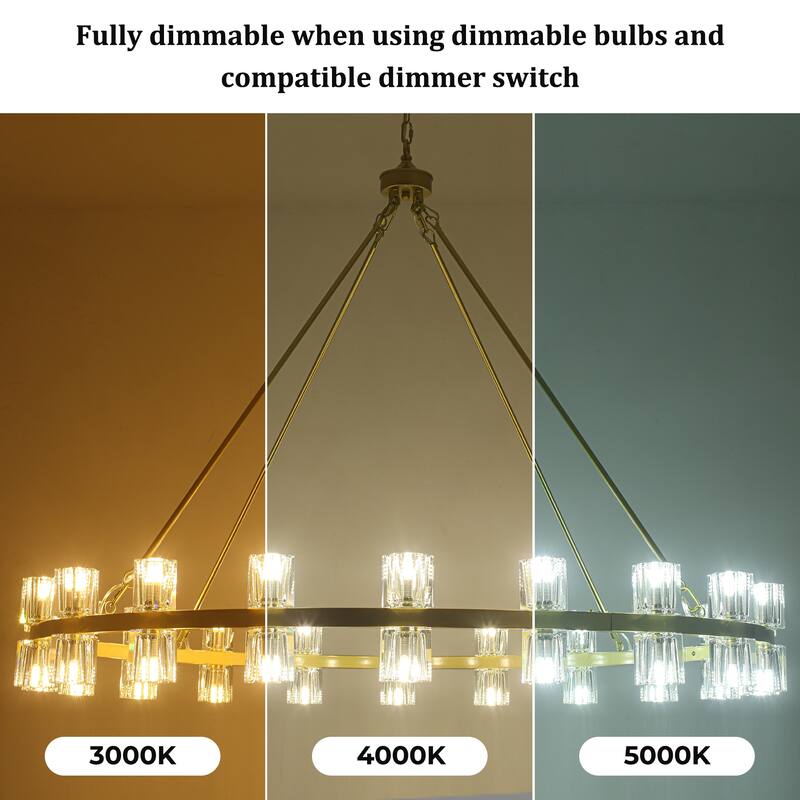 40-light fashionable metal frame wheel light with crystal lampshade bulbs not included