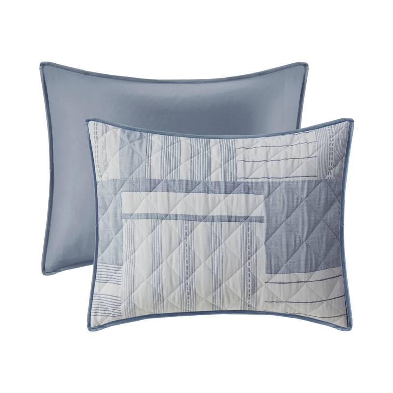 Madison Park Arden 3 Piece Jacquard Patchwork Quilt Set