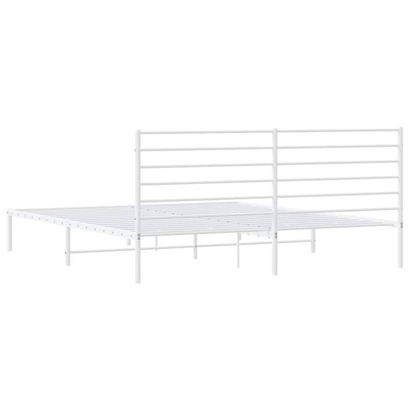 vidaXL Metal Bed Frame with Headboard, No Mattress