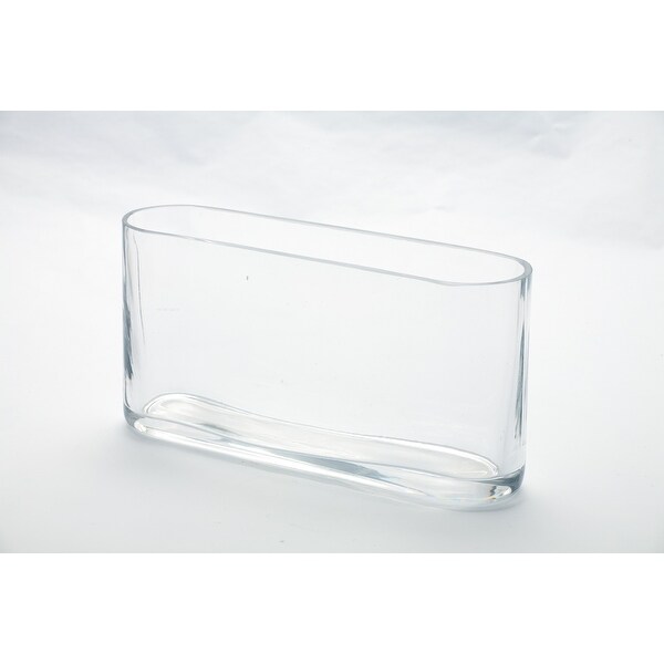 10" Clear Transparent Oval Glass Vase Tabletop Decor - N/A