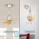 preview thumbnail 10 of 9, Rennnsan 5-Speed 5-Blade Mid-Century Modern Silver Metal & Natural Wood-Tone Plastic Ceiling Fan with Remote for Living Room