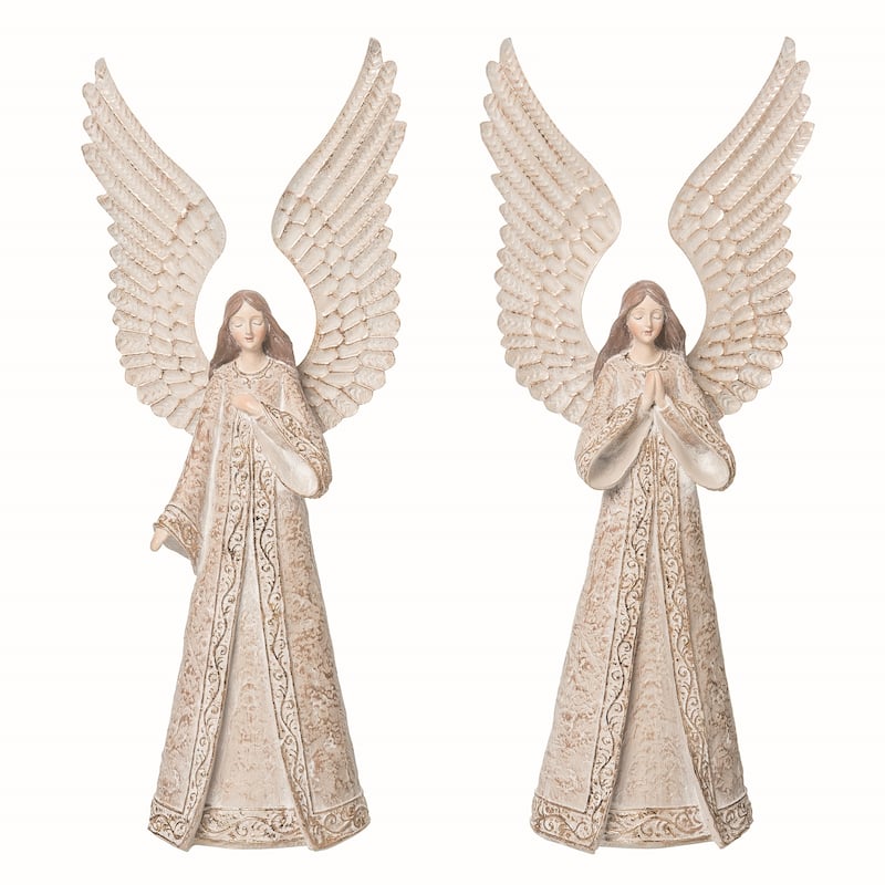 Transpac Resin Elegant Angel Figurine Set of 2 Christmas Home Decorations