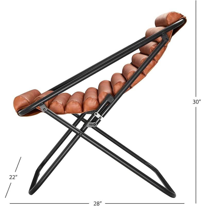 Urban Lifestyle Vegan Leather Ribbed Sling Lounge Chair