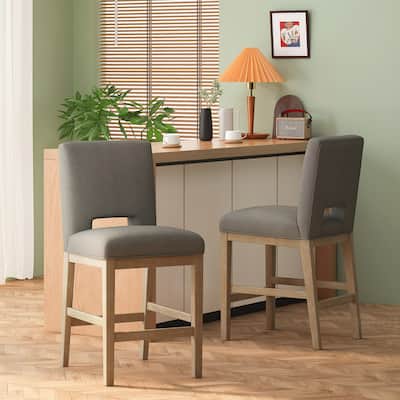 Fabric Wood Counter Stool,Set of 2