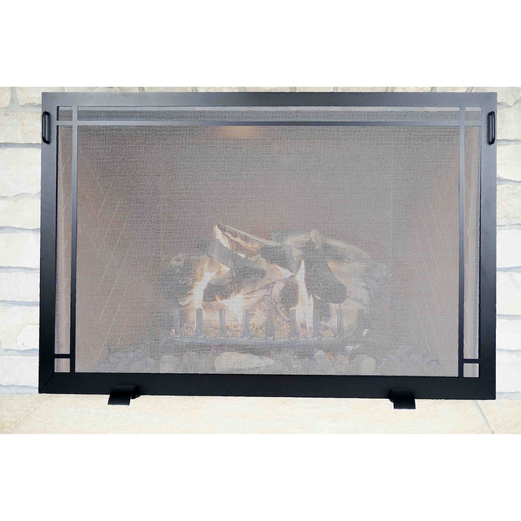 Fireplace Screen Craftsman Design 43 X 32 Textured Black