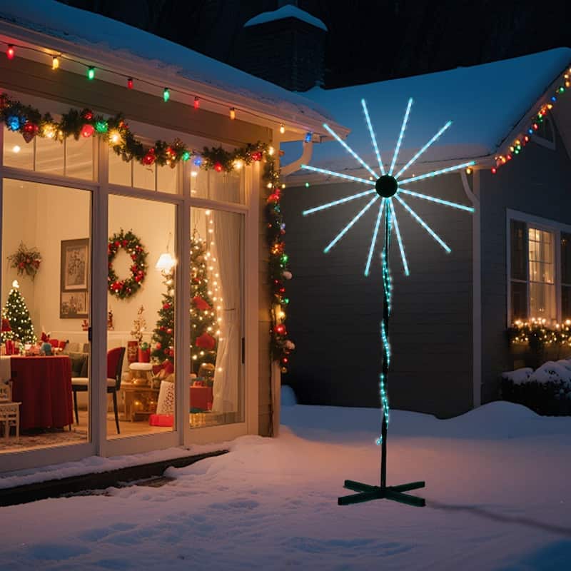 8.3FT Lighted Firework Windmill-Shaped Light with Stand Christmas Decorations - 8.3FT