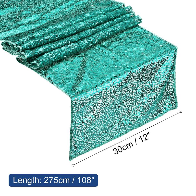 Table Runner, Long Shining Sequin Table Runner - Mint Green - 108" x 12"