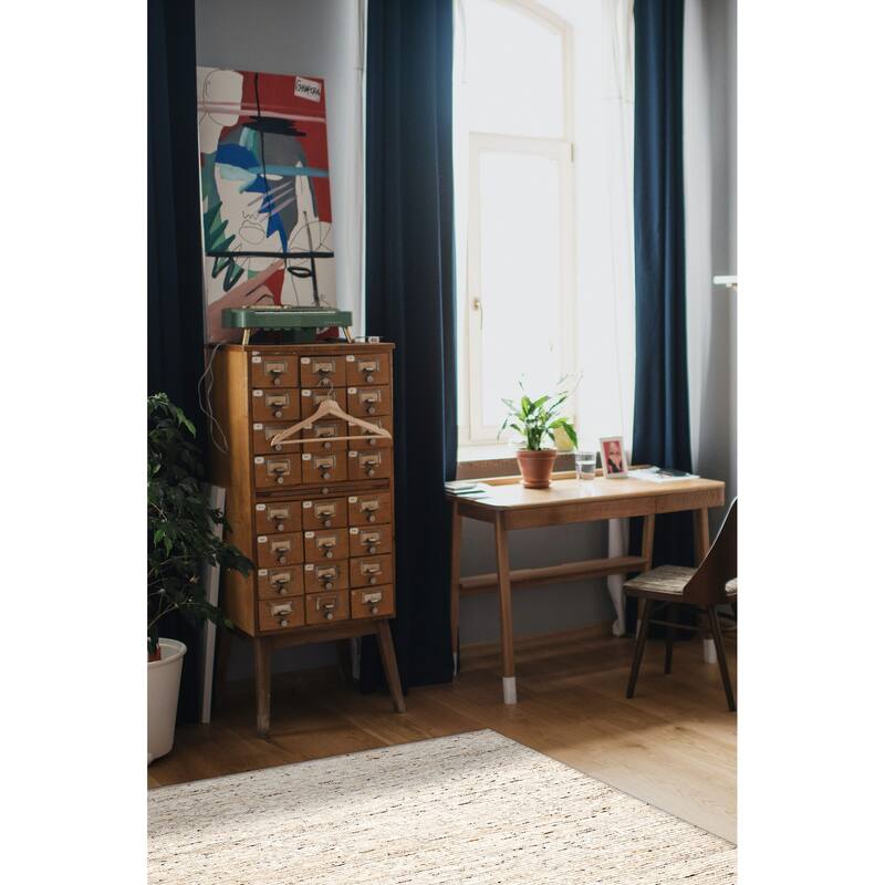 ECARPETGALLERY Braid weave Sienna Beige Wool Rug - 5'0 x 7'11