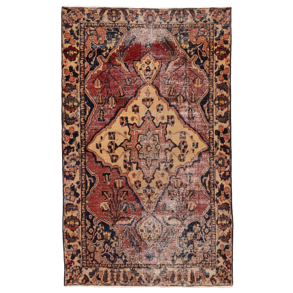 ECARPETGALLERY Hand-knotted Antalya Vintage Copper Wool Rug - 4'3 x 6'11