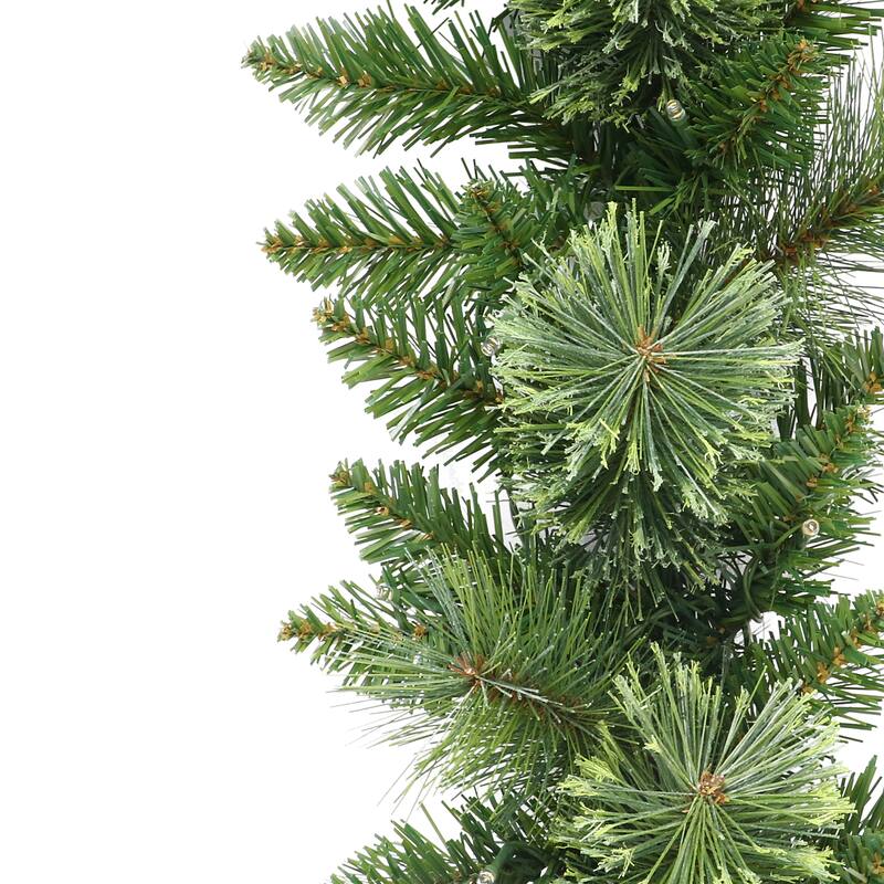 Puleo International 9 ft x 10" Battery-Operated Pre-Lit Garland - Green - 9.834