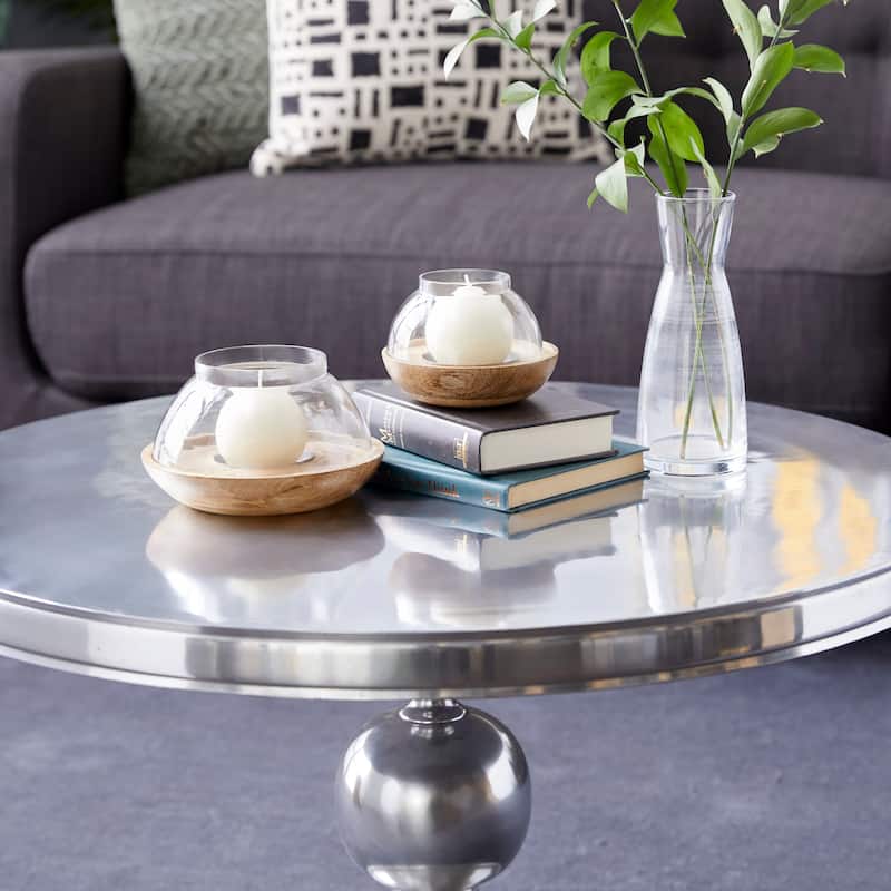 Wood Tealight Hurricane Lamp - Set of 2 Brown - Roche River Decor - 7"W x 7"L x 4"H