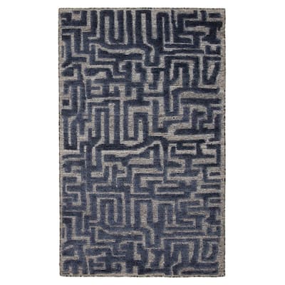 ECARPETGALLERY Hand-knotted Tangier Navy Wool Rug - 3'0 x 5'0
