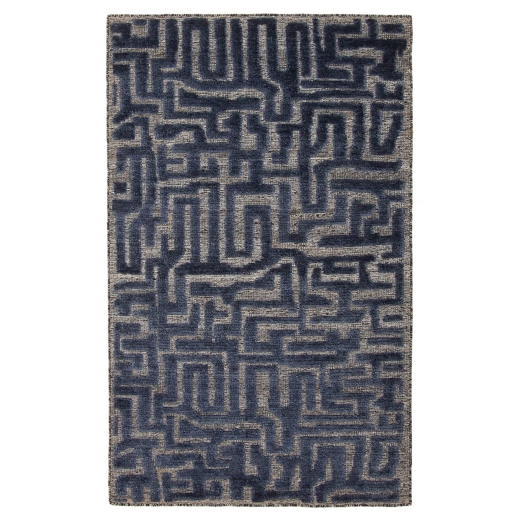 ECARPETGALLERY Hand-knotted Tangier Navy Wool Rug - 3'0 x 5'0
