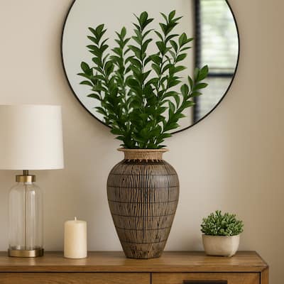Handcrafted Decorative Table Vase with Artisan Texture, 19", Black