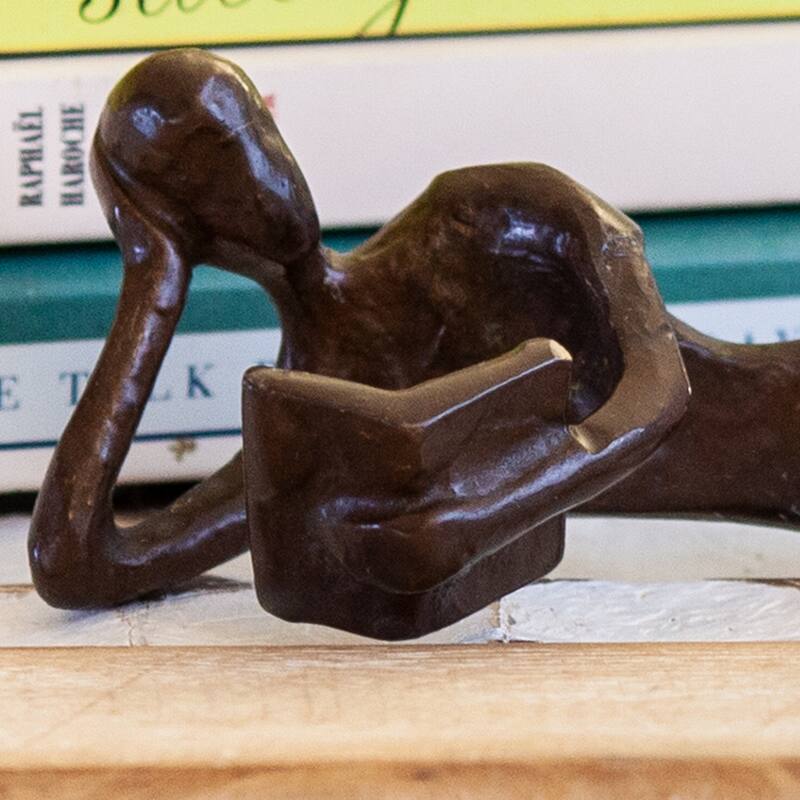 Reading Man and Woman Sculptures - 7" - Bronze - Set of 2