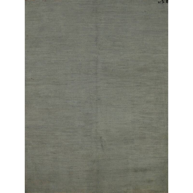 Modern Gabbeh Oriental Rug Hand-Knotted Solid Wool Carpet - 5'7" x 6'7"