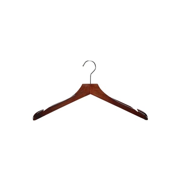 Walnut Wooden Dress/Gown Hanger Heavy Duty with Slant Notches and