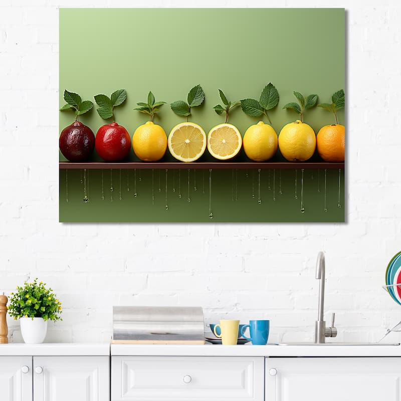 Designart "Minimalist Fruits Lemon Multicolor" Fruits Wall Art