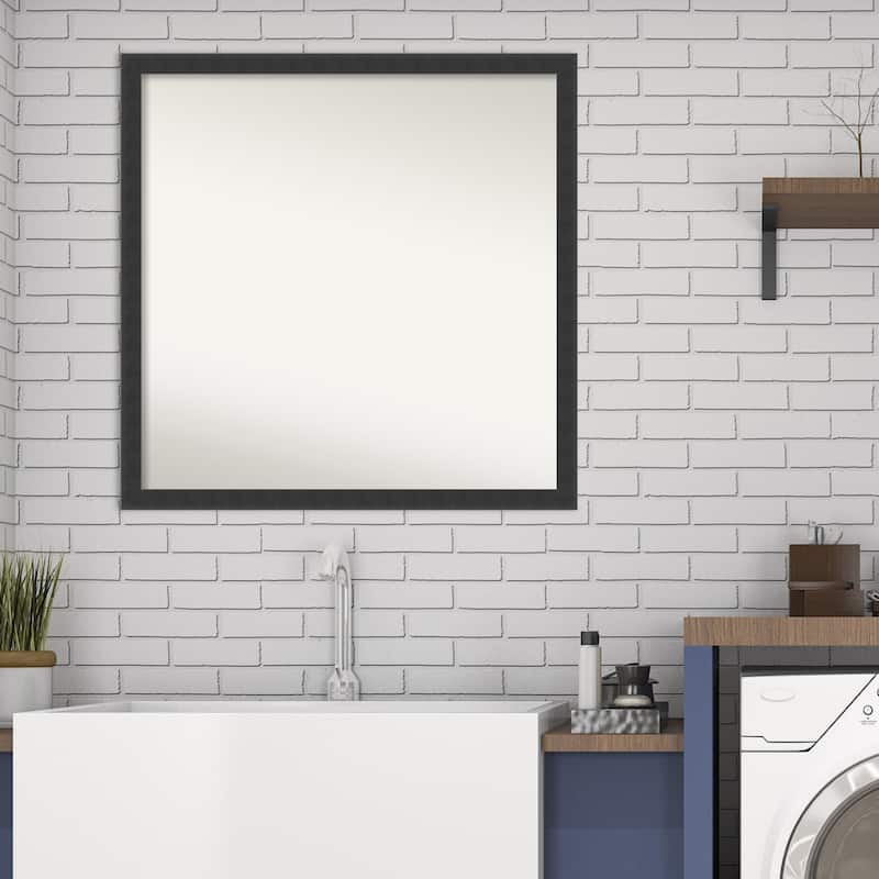 Non-Beveled Wood Bathroom Wall Mirror - Mezzanotte Frame - Mezzanotte Black