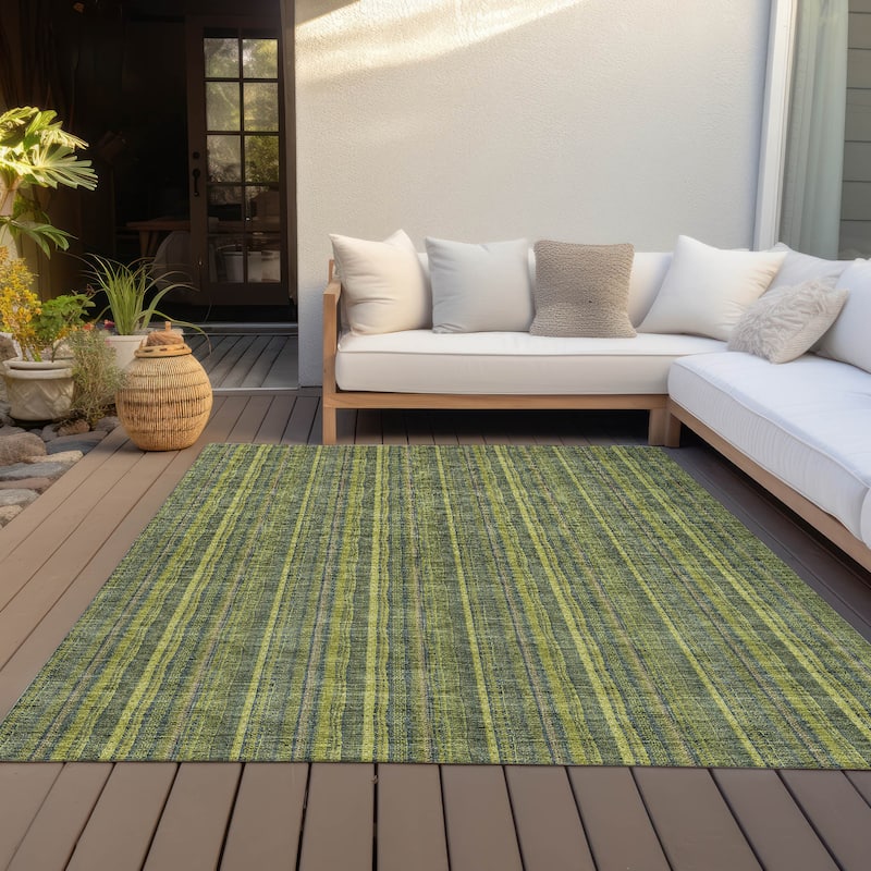Machine Washable Indoor/ Outdoor Stripe Chantille Rug