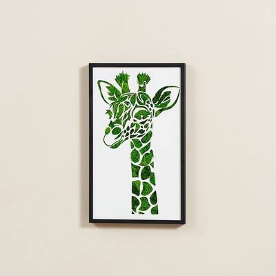 Eco-Friendly Giraffe Metal Art Moss Wall Decor - Tranquil Nature Wall Art