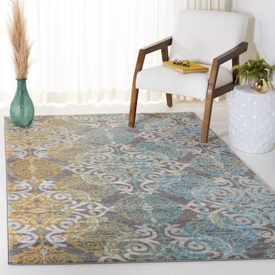 SAFAVIEH Evoke Aurora Vintage Boho Medallion Rug - Grey/Ivory - 5' 3" x 7' 6"