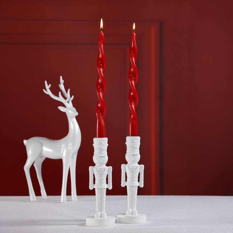 Lumière Twist Formal Taper Candles, Set of 12 - Holiday Table Décor