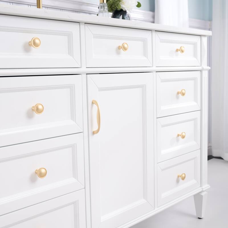 35''H Solid Wood Bath Vanity With Carrera White Quartz Top and Sink