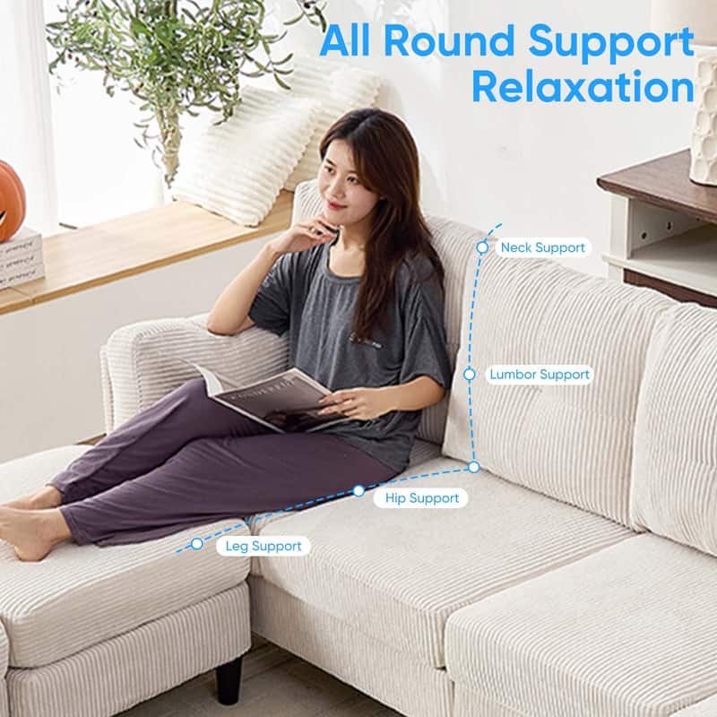 Mixoy Corduroy U-Shape Modular Convertible Sectional Sofa,Upholstered 4-Seater Sofa Couch with Movable Ottoman