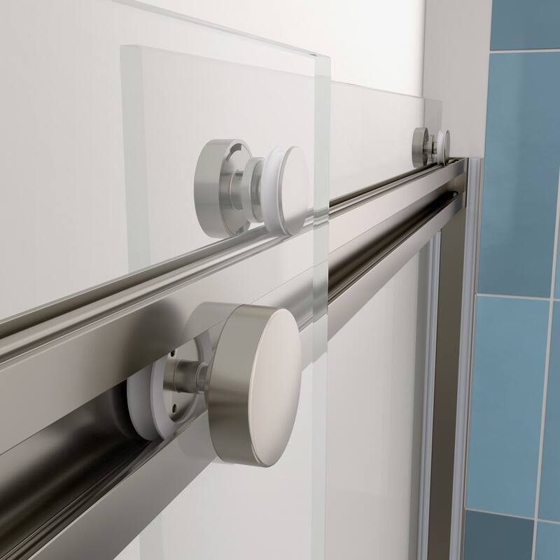56"-60"W x 74"H Bathroom Door with Single Sliding Aluminum Frame