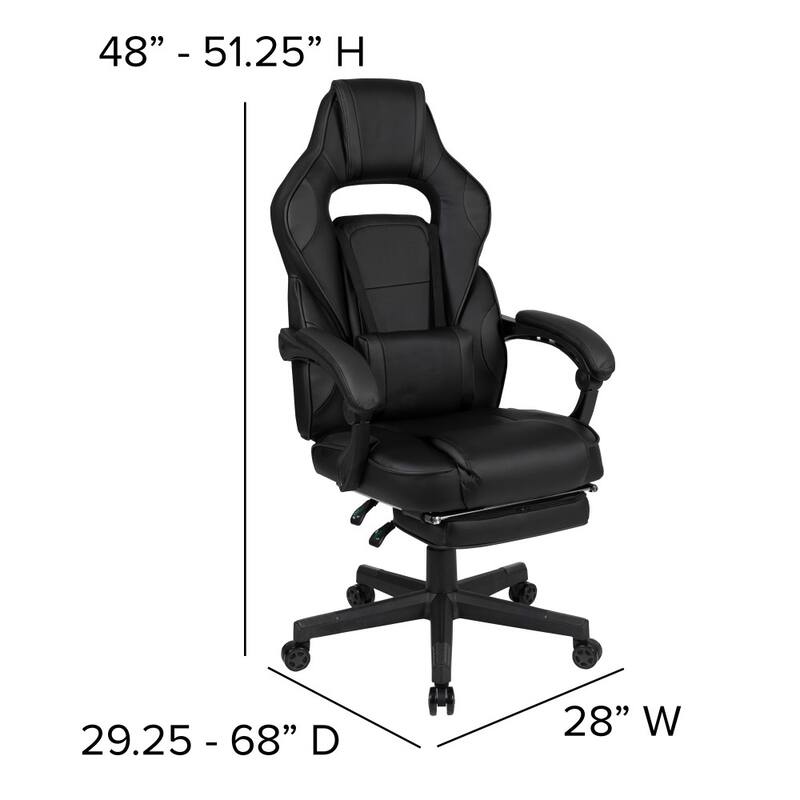 Ergonomic Gaming Chair -Recline Back/Arms, Footrest, Massaging Lumbar