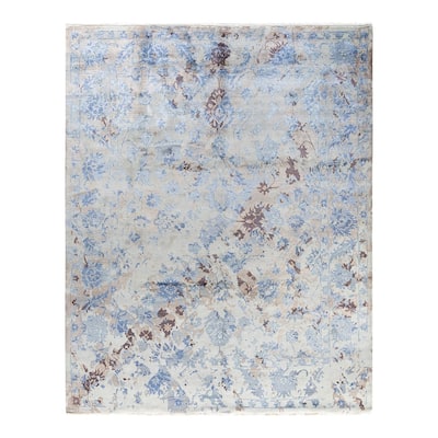 Ikat One-of-a-Kind Hand-Knotted Area Rug - Gray, 8' 2" x 10' 2" - 8' 2" x 10' 2"