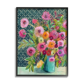 Stupell Patterned Modern Flower Bouquet Framed Giclee Art by Suzanne ...
