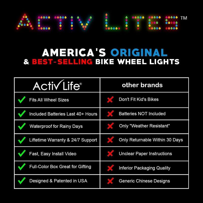 Activ Life LED Bike Wheel Lights (2 Tires, Gold), Brighter & Visible for Safety & Style, Batteries Included
