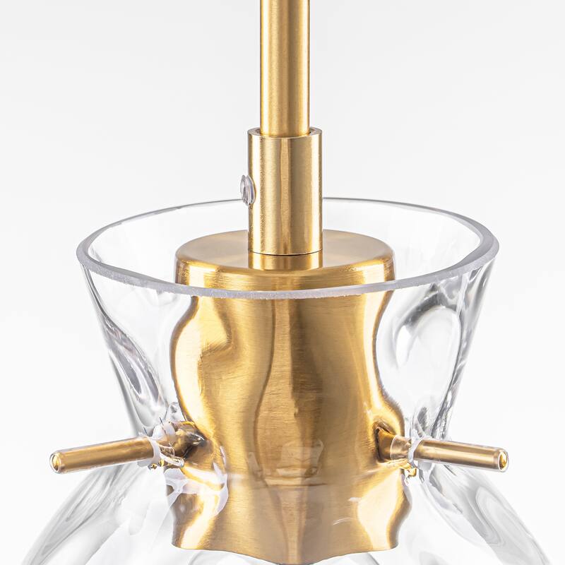 1/3/5-Light Modern Black & Gold Textured Glass Pendant Light - Adjustable Hanging Ceiling Fixture for Dining Room