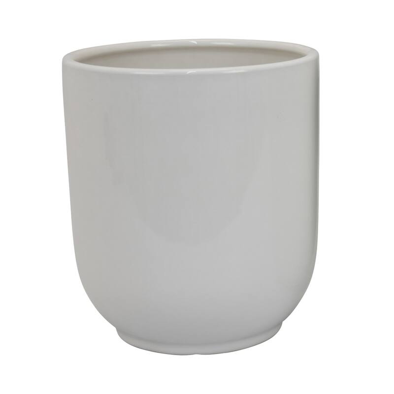 Lyna Accent Planter Set of 2, White Ceramic, Smooth Glossy Texture