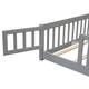 Twin/Full/Queen size Floor Platform Bed with Fence and Door for Kids, Toddlers