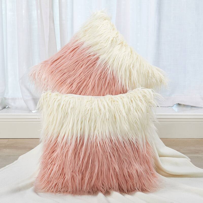 Tie Dyed Lamb Shaggy FauxFur 2 pc Pillow Shell, NO INSERT