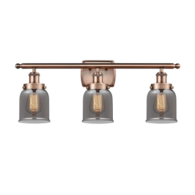 Innovations Lighting Ballston Urban Bell - 3 Light 26" Bath Vanity Light - Antique Copper/Light Smoke