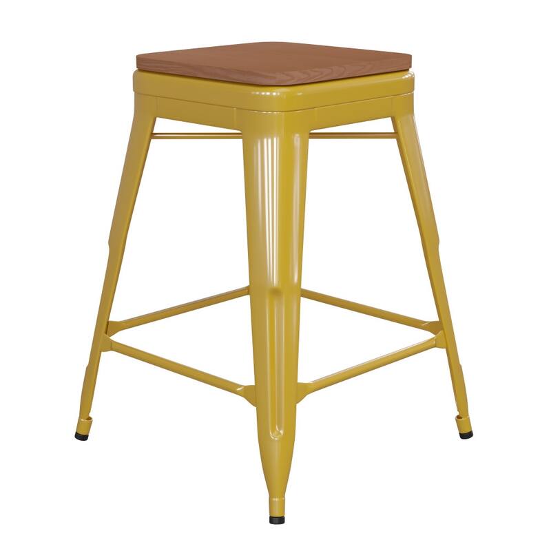 Indoor/Outdoor Backless Counter Stool with Poly Resin Seat