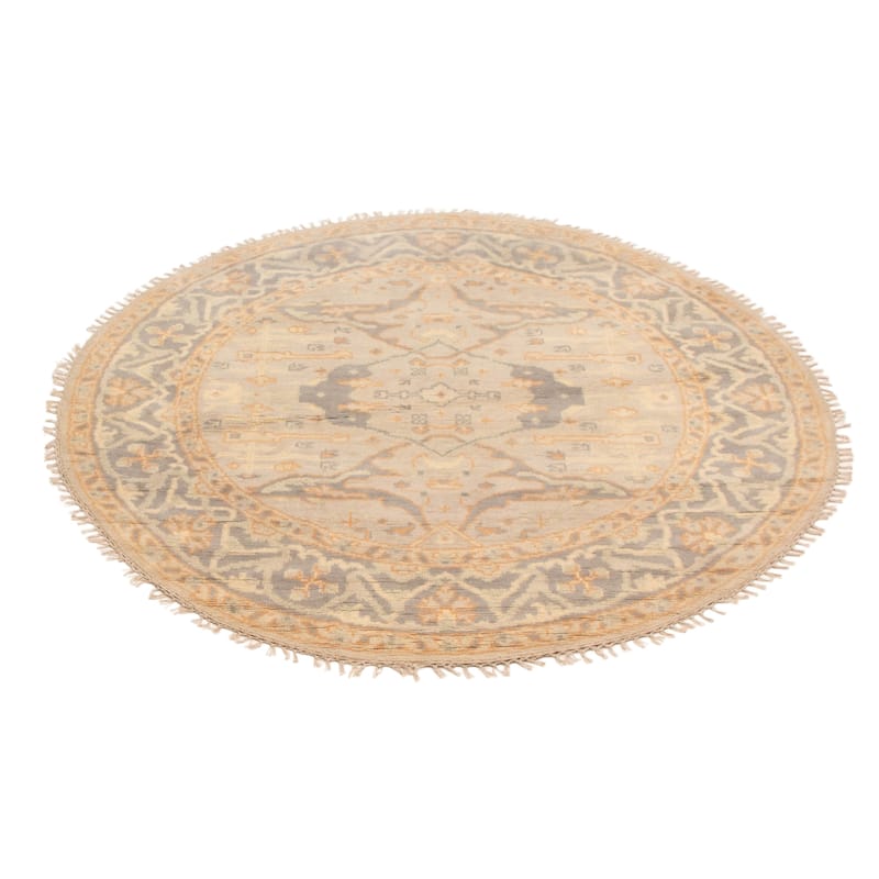 ECARPETGALLERY Hand-knotted Royal Oushak Light Grey Wool Rug - 5'11 x 5'11