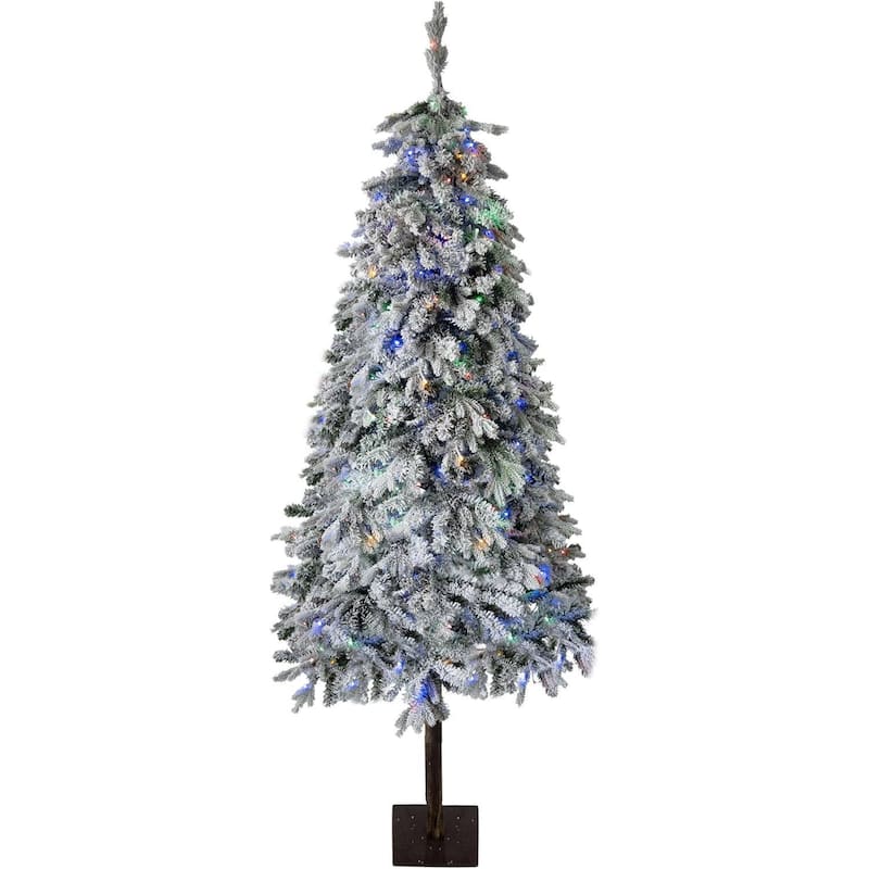 Snow Flocked Xmas Artificial Christmas Tree for Christmas Decor - 7 Foot