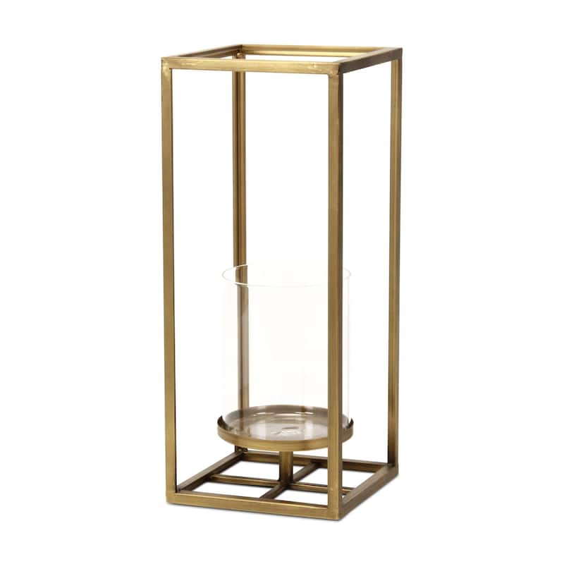Large Square Framed Candle Lantern with Glass Insert - 15.75"